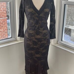 D&G Black Floral Lace Long Sleeve Dress